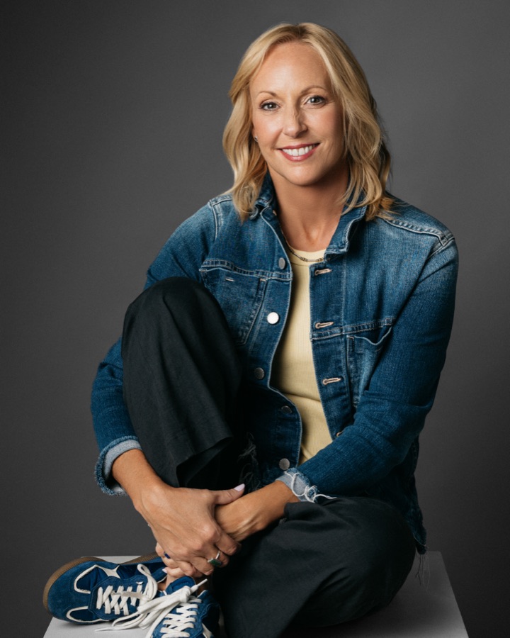 Paula, studio portrait in denim